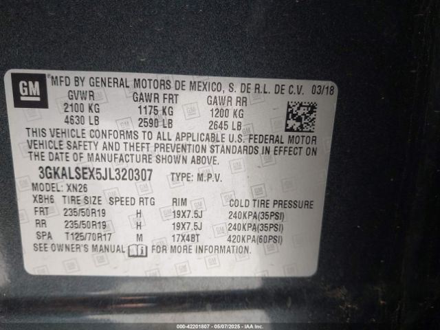 3GKALSEX5JL320307 GMC ltg - spark ignited direct injection, alum dohc, vvt, dcvcp turbo, e0-e100, alum