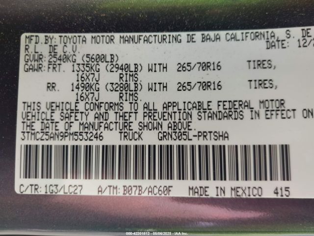3TMCZ5AN9PM553246 Toyota Tacoma Trd Off Road