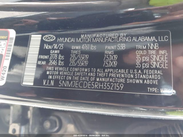 5NMJECDE5RH352159 Hyundai Tucson Limited