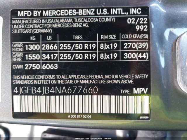 2022 MERCEDES-BENZ GLE 350 4JGFB4JB4NA677660 Photo 8