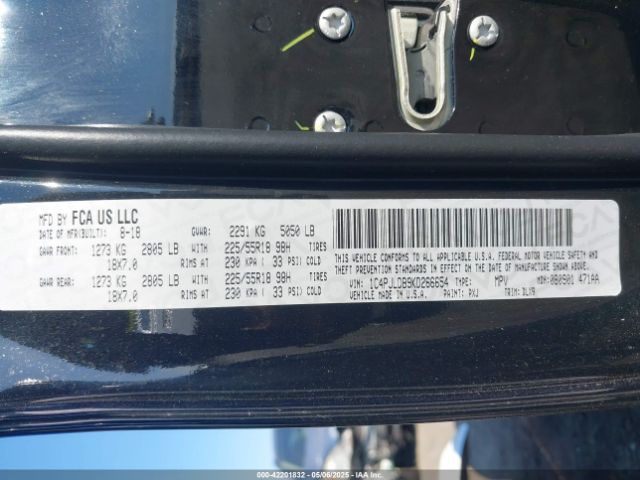 1C4PJLDB9KD266654 Jeep Cherokee Limited Fwd