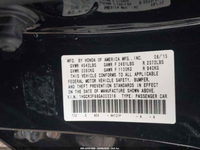 1HGCR3F88GA003316 Honda Accord Ex-l V-6