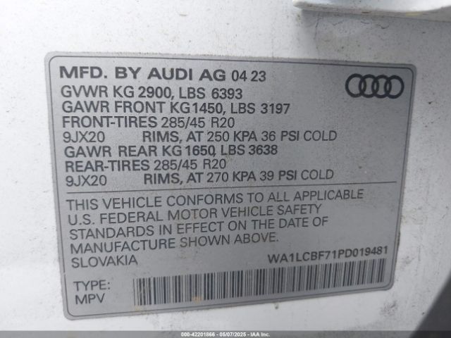 WA1LCBF71PD019481 Audi Q7 Premium Plus 45 Tfsi Quattro Tiptronic