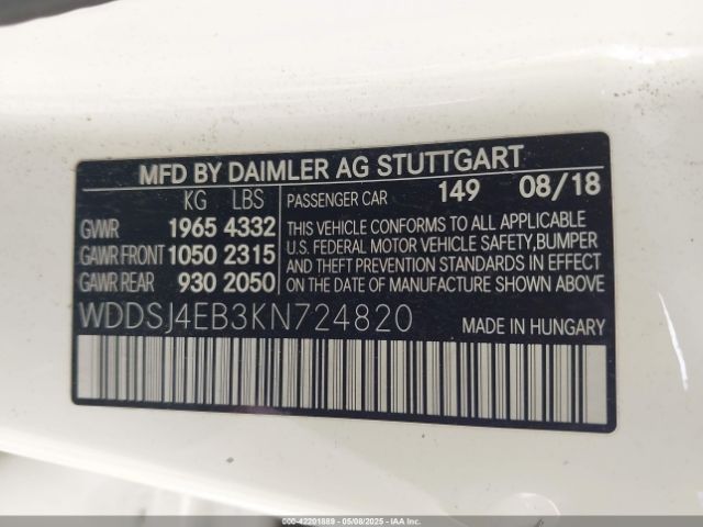 2019 MERCEDES-BENZ CLA 250 WDDSJ4EB3KN724820 Photo 8