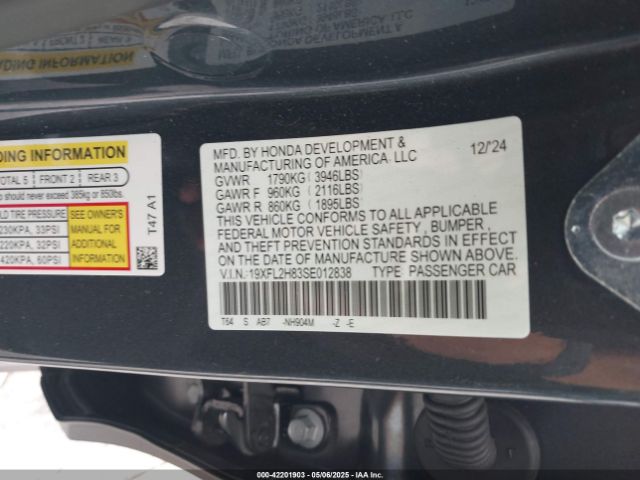 19XFL2H83SE012838 Honda Civic Sport