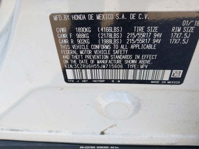 3CZRU6H55JM715606 Honda HR-V EX