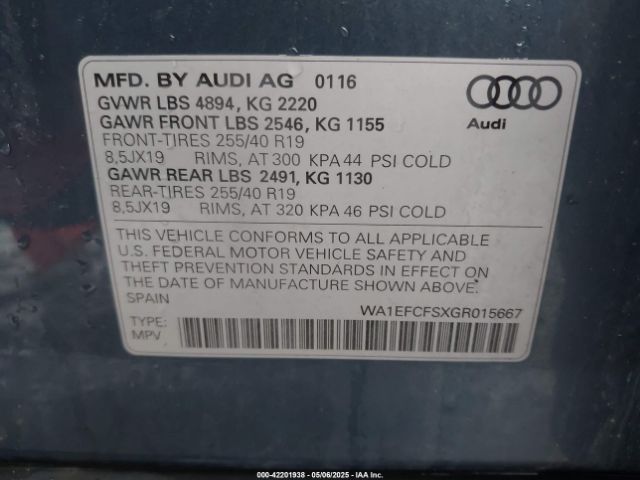 WA1EFCFSXGR015667 Audi Q3 2.0t Premium Plus