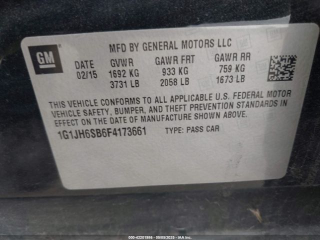 1G1JH6SB6F4173661 Chevrolet Sonic Rs Manual