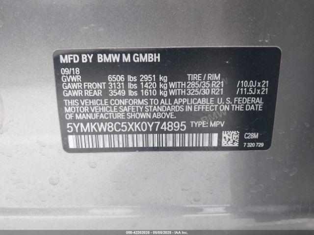 5YMKW8C5XK0Y74895 BMW X6 M
