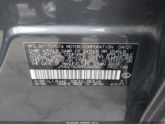JTHGZ1B28M5044280 Lexus Is 350 F Sport