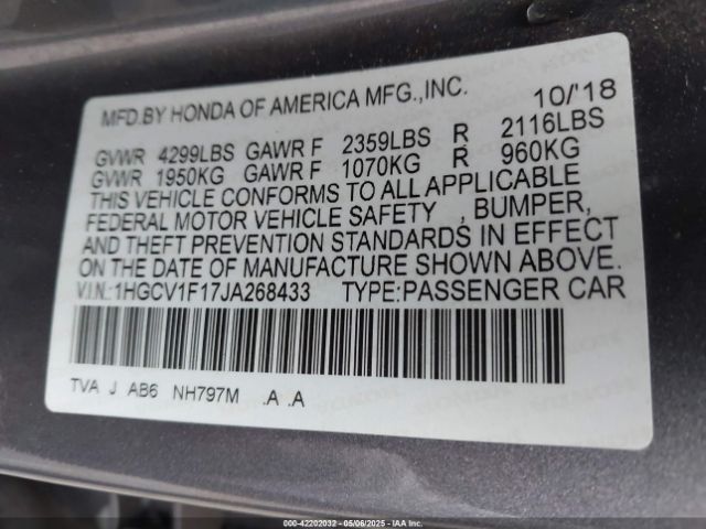1HGCV1F17JA268433 Honda ACCORD LX