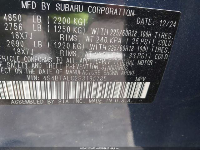2025 SUBARU OUTBACK 4S4BTALC2S3195785 Photo 8