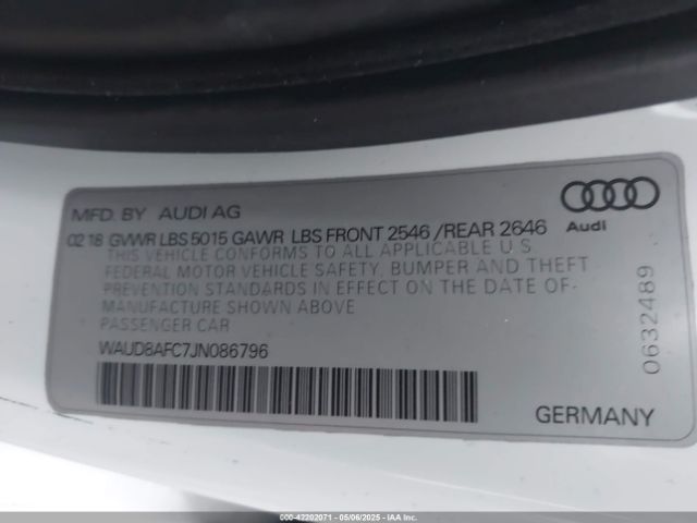 WAUD8AFC7JN086796 Audi A6 2.0t Premium