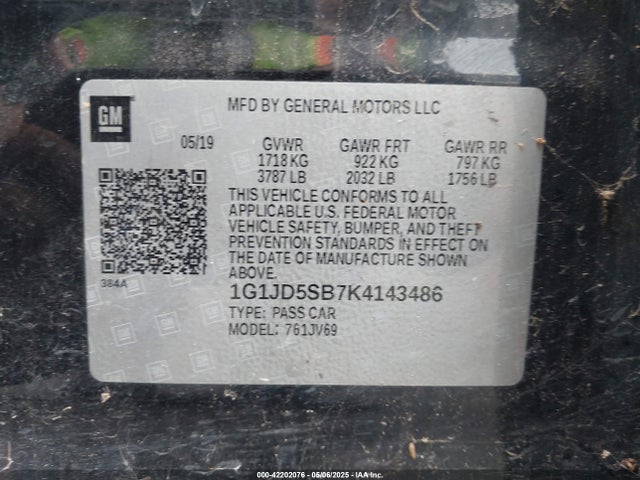 Chevrolet Sonic Lt Auto 2019 1G1JD5SB7K4143486 Image 9