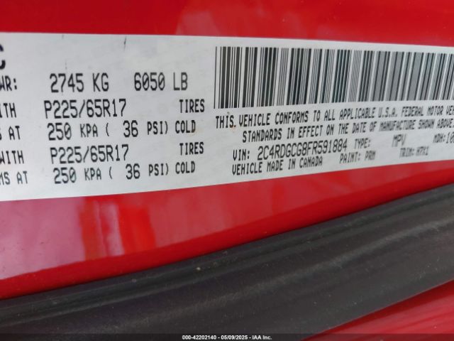 2C4RDGCG8FR591884 Dodge Grand Caravan Sxt