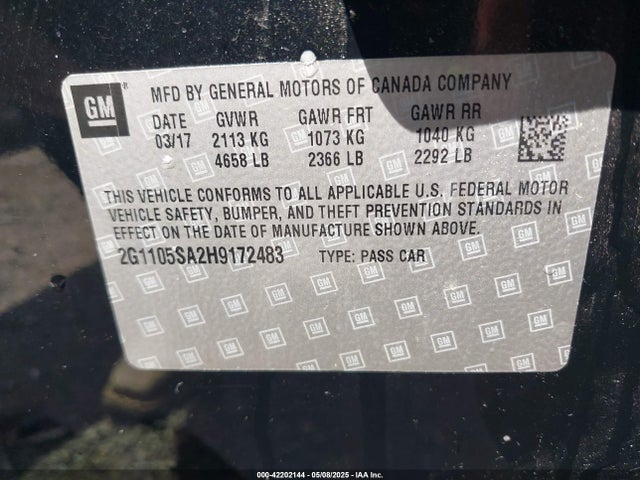 2G1105SA2H9172483 Chevrolet IMPALA 1LT