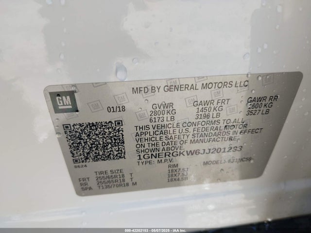 1GNERGKW6JJ201233 Chevrolet Traverse 1lt