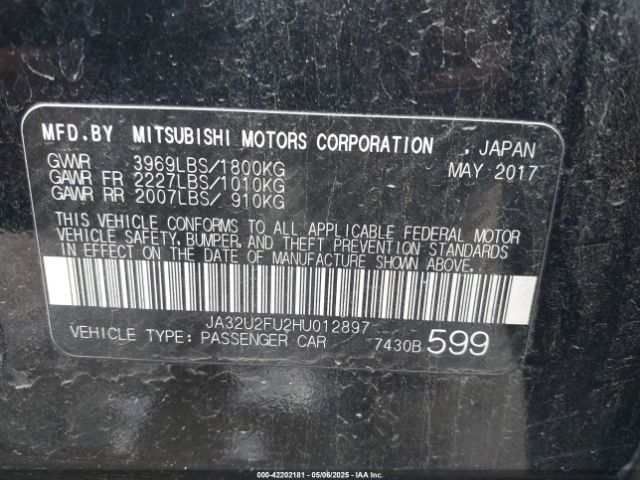 2017 MITSUBISHI LANCER JA32U2FU2HU012897 Photo 8