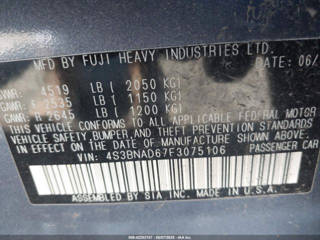 4S3BNAD67F3075106 Subaru Legacy 2.5i Premium