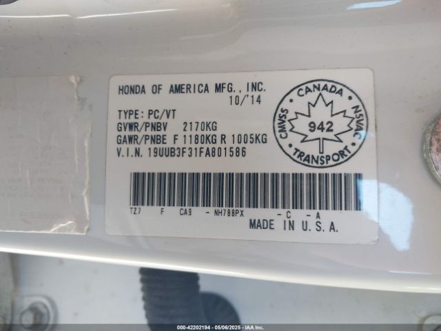 19UUB3F31FA801586 Acura TLX