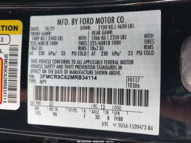 2021 FORD BRONCO SPORT 3FMCR9C62MRB34114 Photo 8