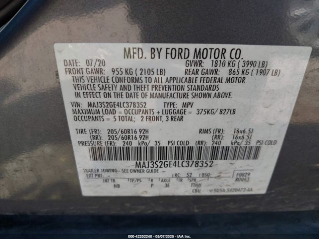 2020 FORD ECOSPORT MAJ3S2GE4LC378352 Photo 8