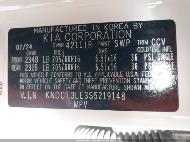 KIA gdi kappa pe 2025 KNDCT3LE3S5219148 Image 9