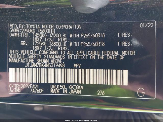 2022 LEXUS GX 460 JTJAM7BX4N5319498 Photo 8
