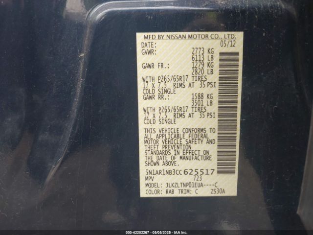 2012 NISSAN PATHFINDER 5N1AR1NB3CC625517 Photo 8
