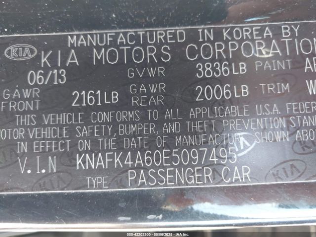 KNAFK4A60E5097495 KIA FORTE LX