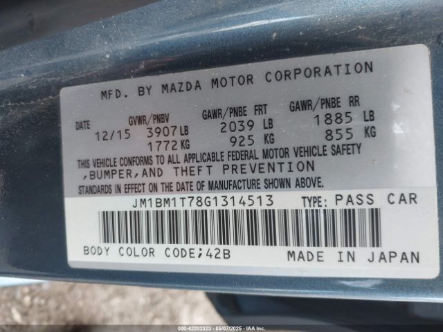 JM1BM1T78G1314513 Mazda Mazda3 I Sport