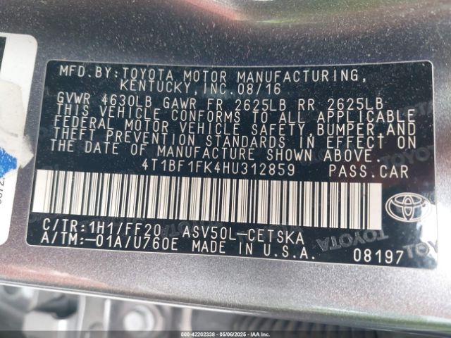 4T1BF1FK4HU312859 Toyota CAMRY SE