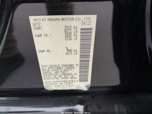 1N4AL3AP4FN863927 Nissan Altima 2.5 Sl
