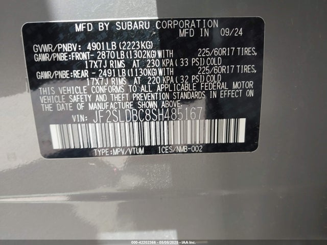 Subaru na 2025 JF2SLDBC8SH485167 Image 9