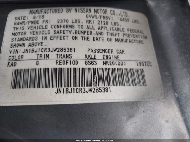 JN1BJ1CR3JW285381 Nissan Rogue Sport S