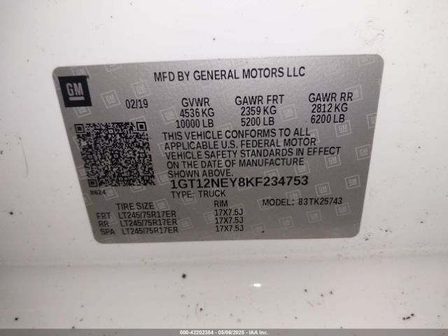 1GT12NEY8KF234753 GMC SIERRA 2500HD