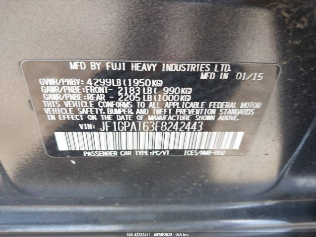 JF1GPAT63F8242443 Subaru Impreza 2.0i Sport Premium