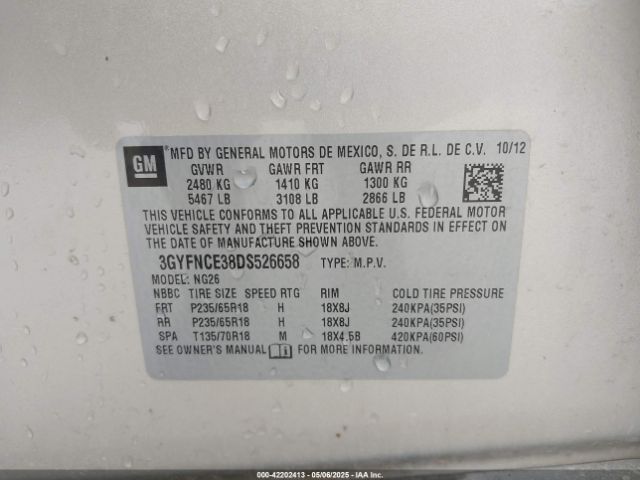 2013 CADILLAC SRX 3GYFNCE38DS526658 Photo 8