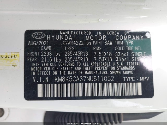 Hyundai Kona Limited 2022 KM8K5CA37NU811052 Image 9