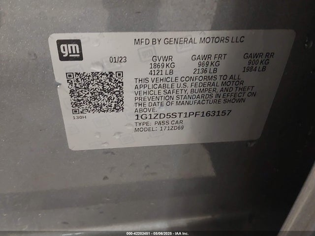1G1ZD5ST1PF163157 Chevrolet Malibu Fwd 1lt