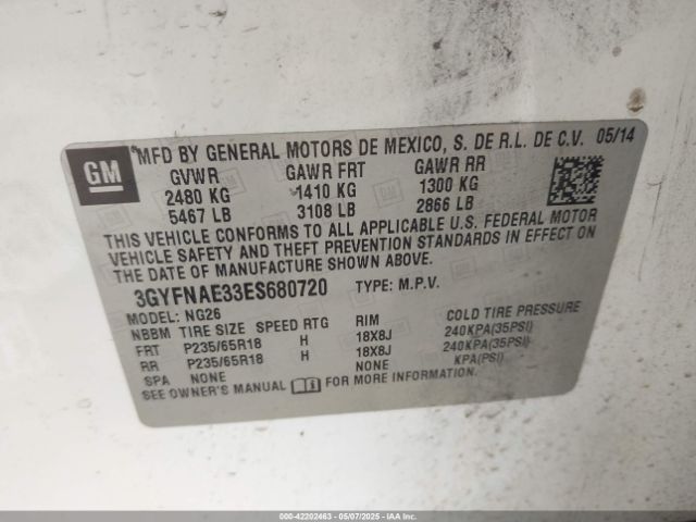2014 CADILLAC SRX 3GYFNAE33ES680720 Photo 8
