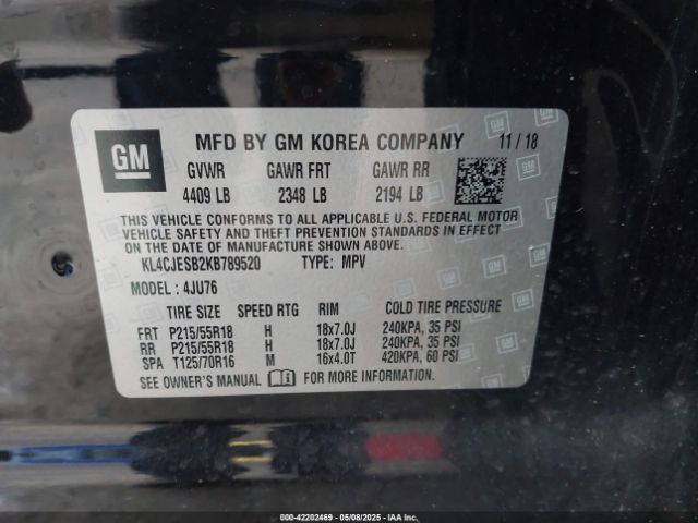 KL4CJESB2KB789520 Buick Encore Awd Preferred