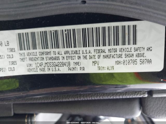 1C4PJMDS3GW228418 Jeep Cherokee Limited