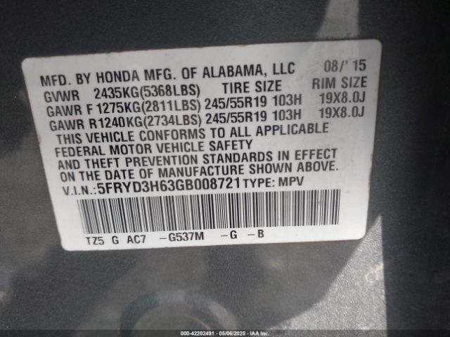 5FRYD3H63GB008721 Acura Mdx Technology   Entertainment Packages/technology, Entertainment   Acurawatch Plus Packages