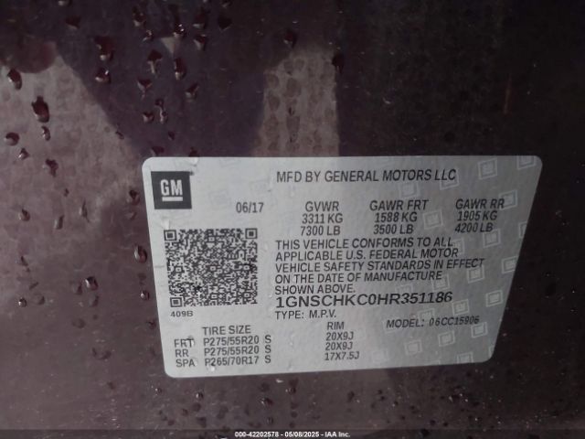 1GNSCHKC0HR351186 Chevrolet Suburban Lt