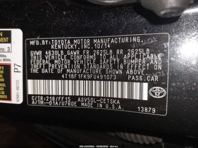4T1BF1FK9FU491073 Toyota CAMRY SE