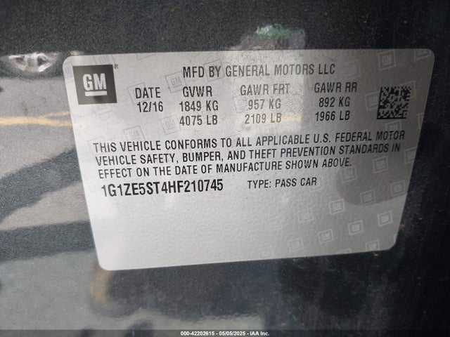 1G1ZE5ST4HF210745 Chevrolet MALIBU 1LT