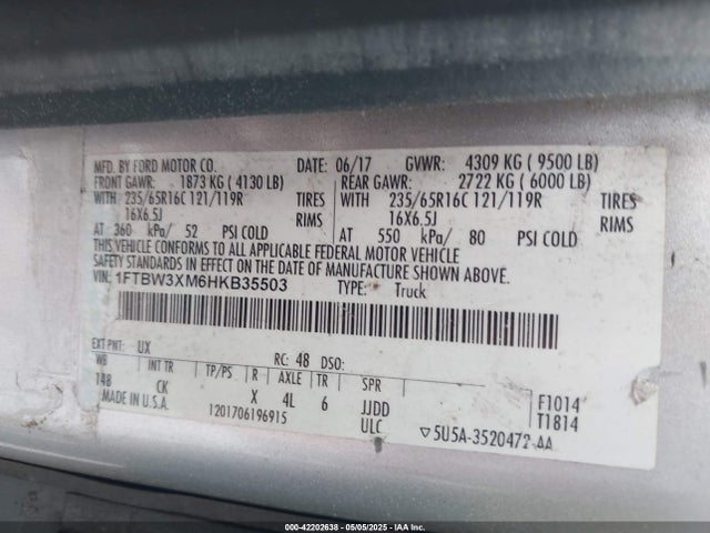 1FTBW3XM6HKB35503 Ford Transit-350