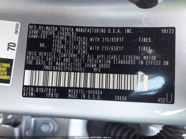 7MUFBABG1PV014992 Toyota m20a-fxs, 1vm+1wm
