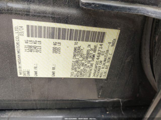 1N4AA5AP1EC468714 Nissan Maxima 3.5 Sv